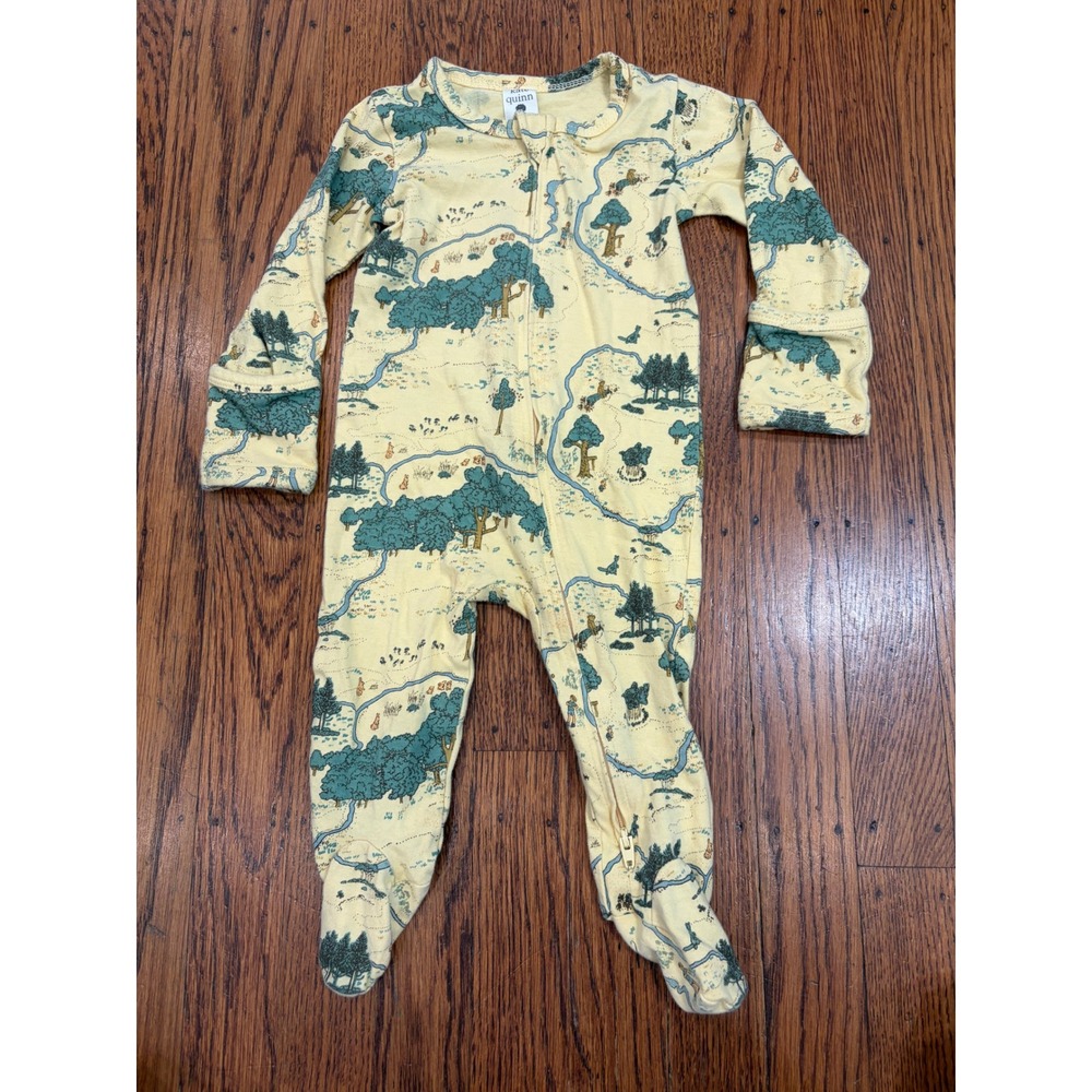 Kate Quinn Winnie the Pooh Hundred Acre Wood Organic Cotton Zip Footie 6-9M